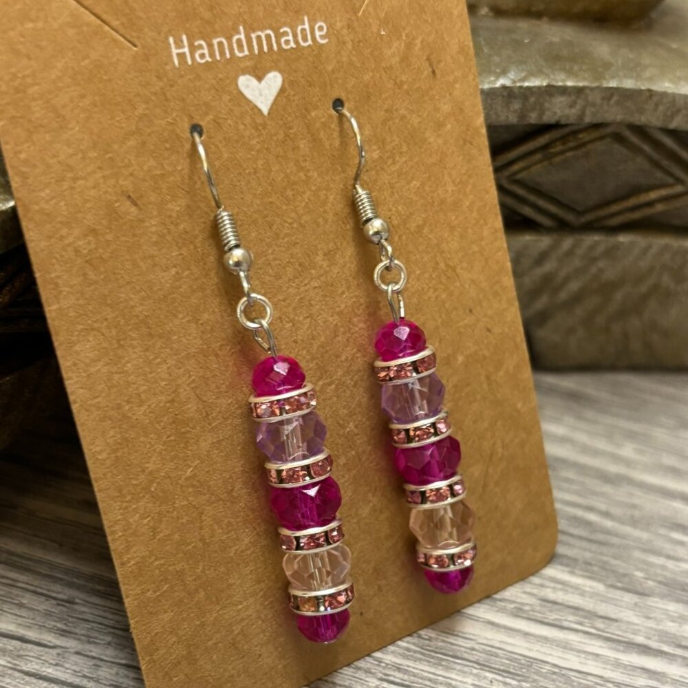 Handmade Rosé Radiance Stacked Crystal Earrings
